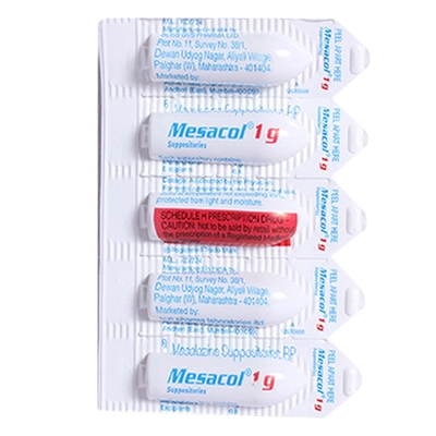 Mesacol 1 gm Suppositories 5's, Pack of 5 SuppositoriesS