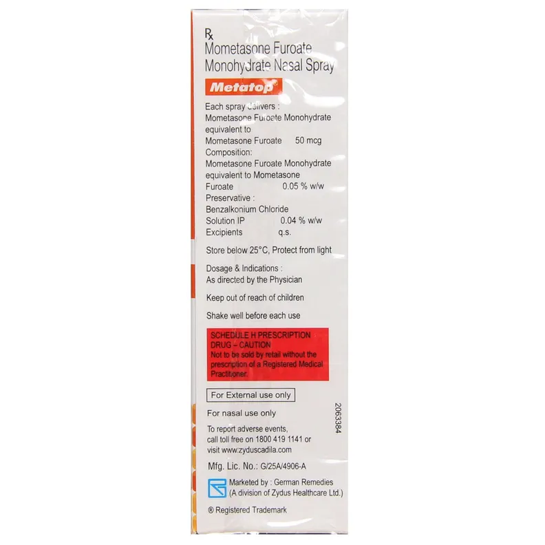 Metatop Buy Metatop Nasal Spary 12 gm online | Uses, Side Effects, Price and ...