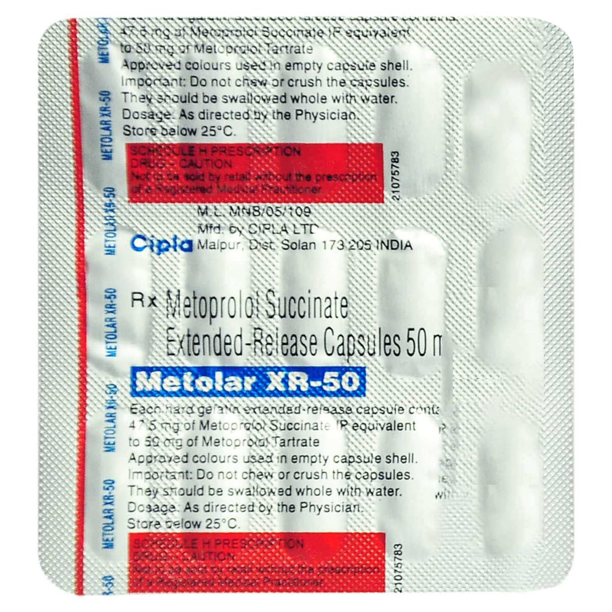 Metolar XR-50 Capsule 15's, Pack of 15 CAPSULES Metolar XR-50 Capsule 15's, Pack of 15 CAPSULES