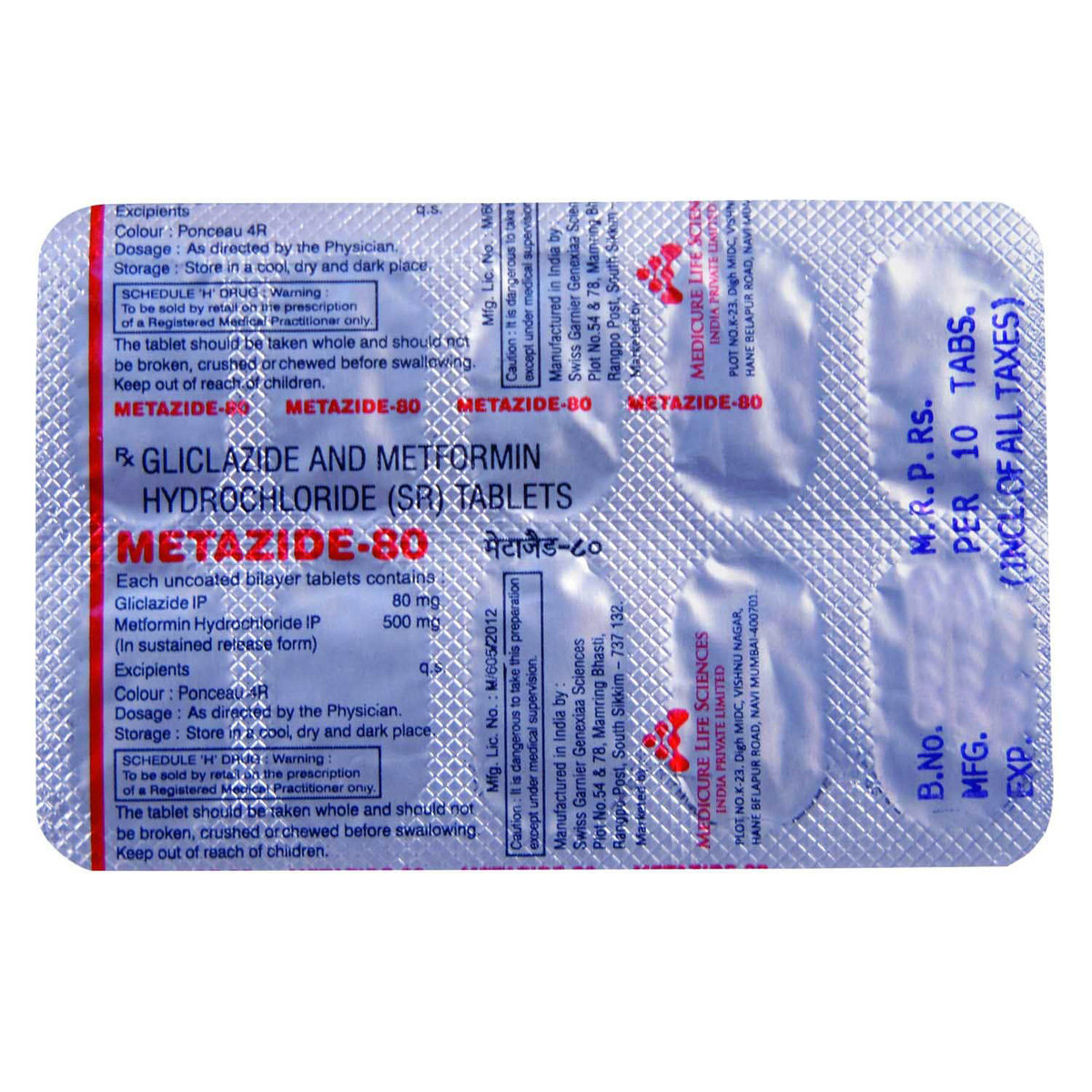 Metazide 80 Tablet 10's, Pack of 10 TABLETS Metazide 80 Tablet 10's, Pack of 10 TABLETS