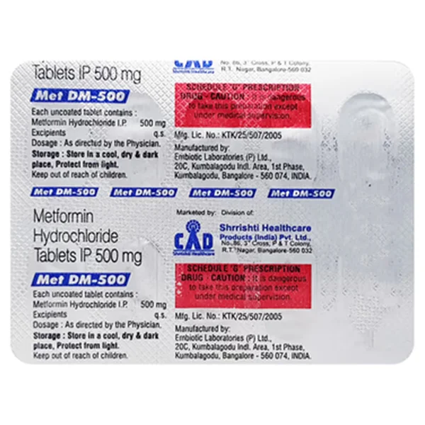 Met DM 500 mg Tablet 10's