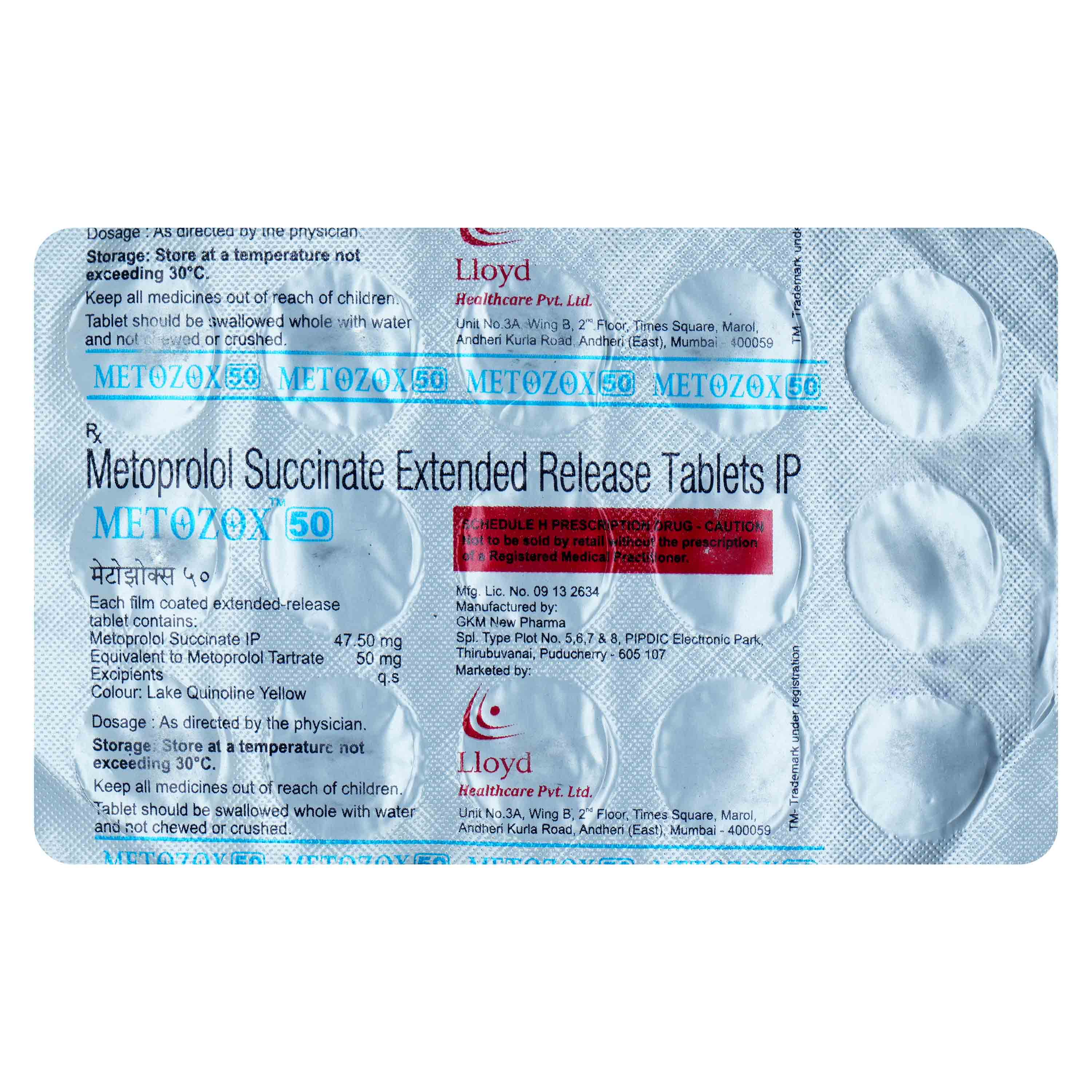 Metozox 50 Tablet 15's, Pack of 15 TABLETS Metozox 50 Tablet 15's, Pack of 15 TABLETS