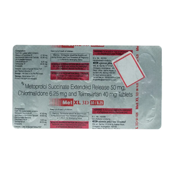 Met XL 3D 50/6.25 Tablet 10's, Pack of 10 TABLETS