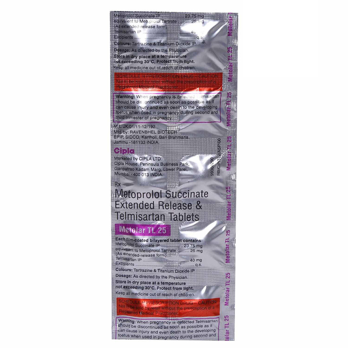 Metolar TL 25 Tablet 10's, Pack of 10 Metolar TL 25 Tablet 10's, Pack of 10