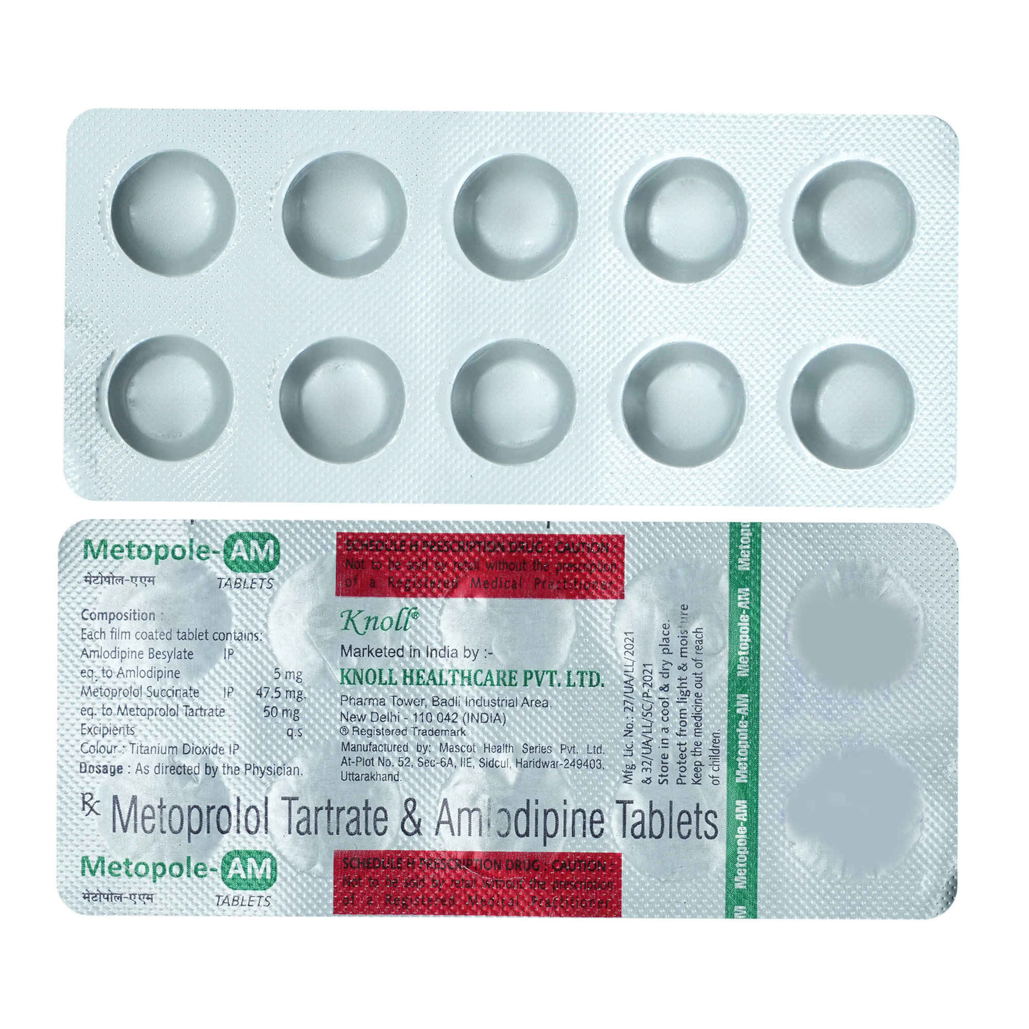 Metopole-AM 5 mg/50 mg Tablet 10's, Pack of 10 TABLETS Metopole-AM 5 mg/50 mg Tablet 10's, Pack of 10 TABLETS