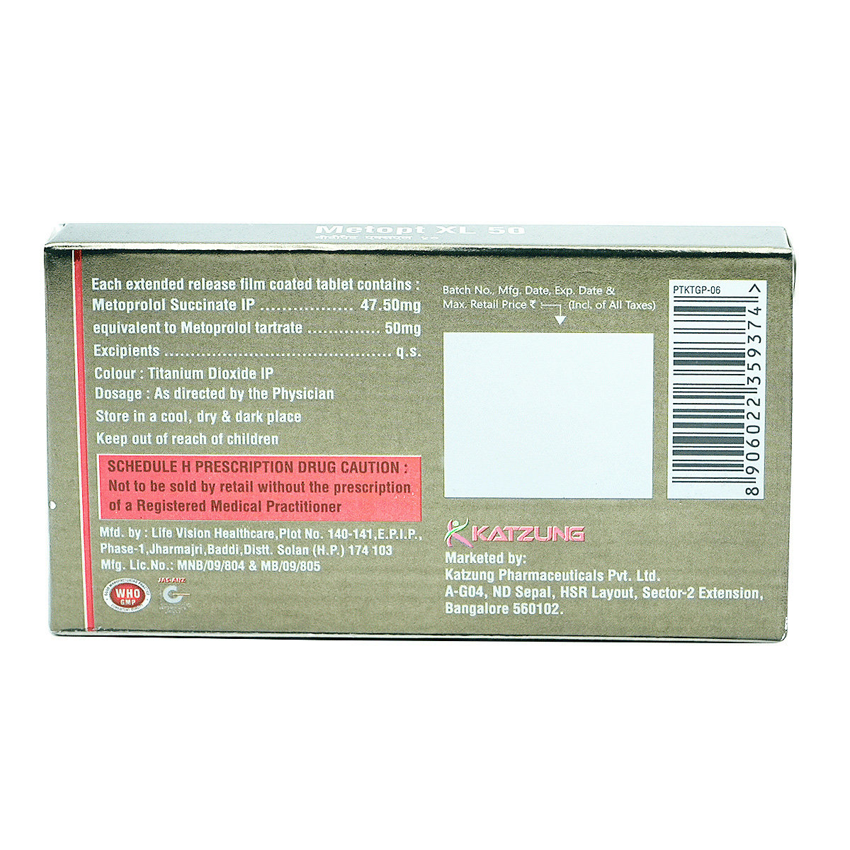 Metopt XL 50 mg Tablet 10's, Pack of 10 TabletS Metopt XL 50 mg Tablet 10's, Pack of 10 TabletS