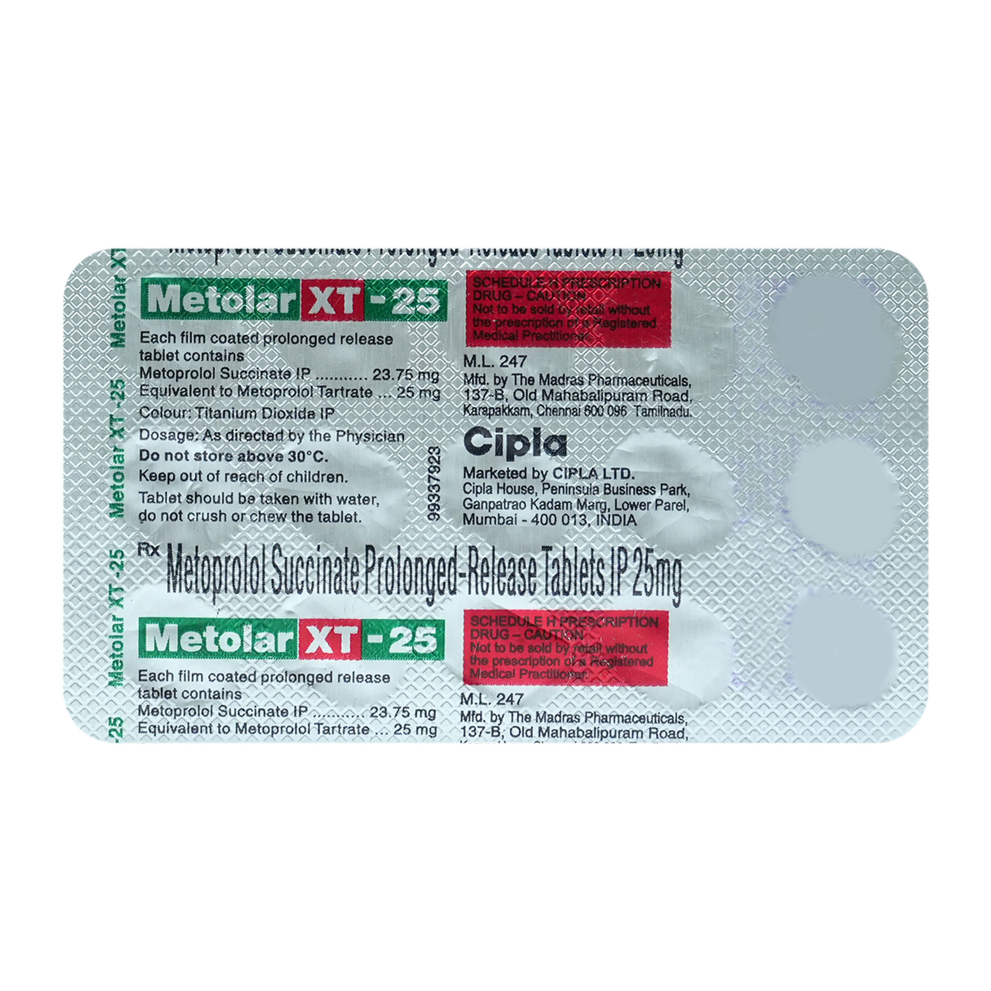Metolar XT-25 Tablet 15's, Pack of 15 TABLETS