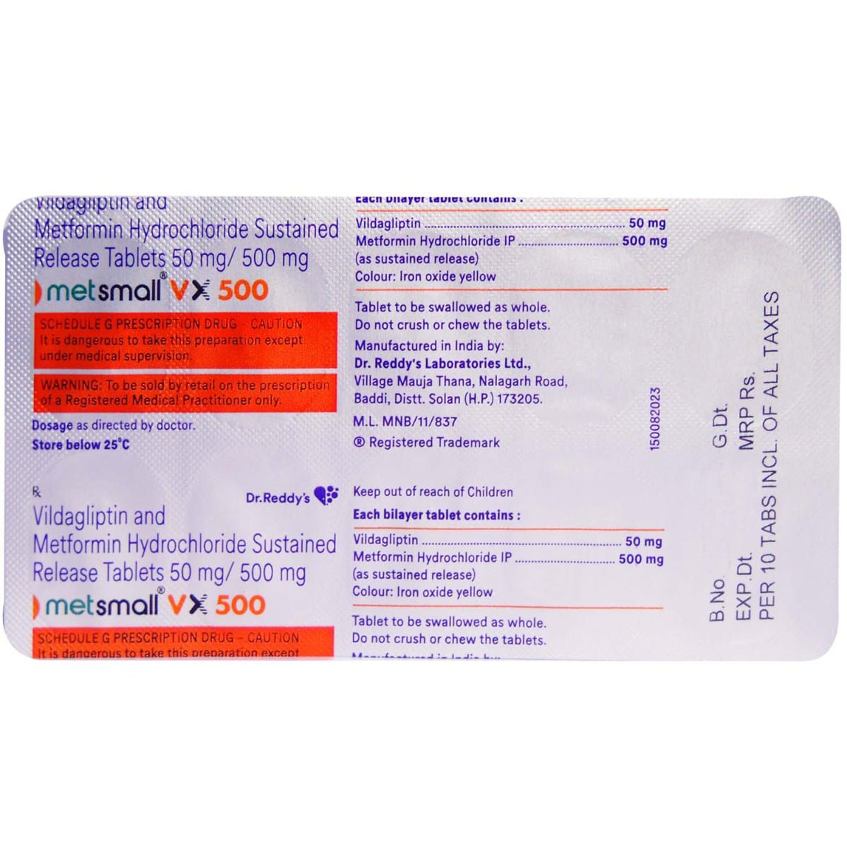 Metsmall VX 500 Tablet 10's, Pack of 10 TABLETS Metsmall VX 500 Tablet 10's, Pack of 10 TABLETS