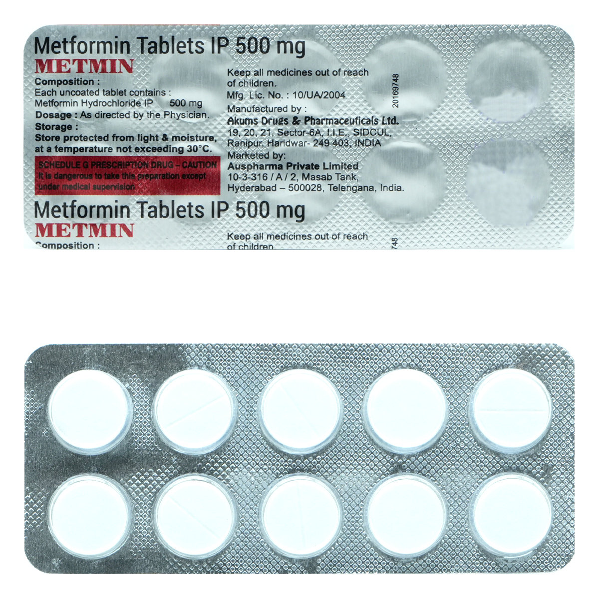 Metmin Tablet 10's, Pack of 10 TABLETS Metmin Tablet 10's, Pack of 10 TABLETS