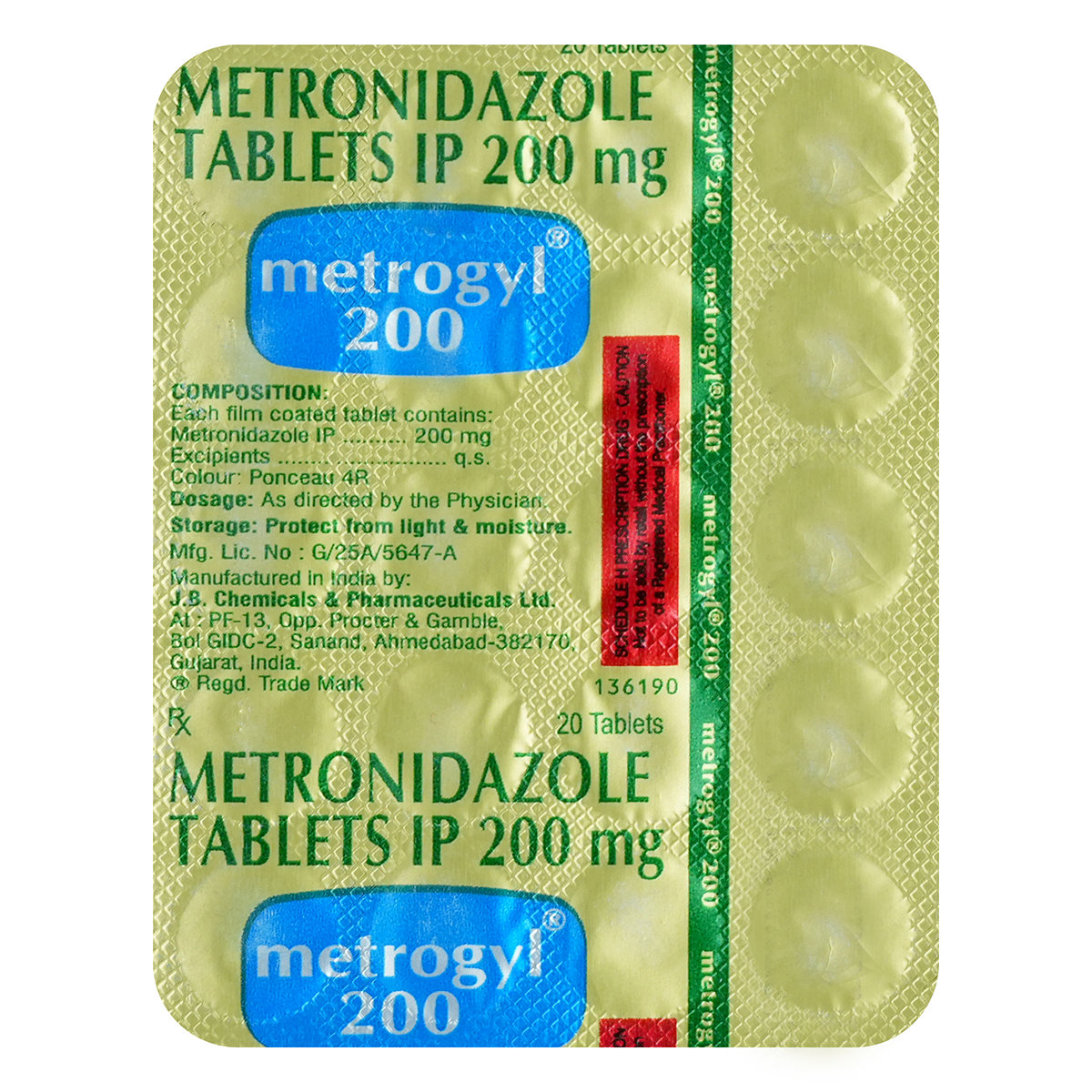 Metrogyl 200 Tablet 20's, Pack of 20 TabletS Metrogyl 200 Tablet 20's, Pack of 20 TabletS