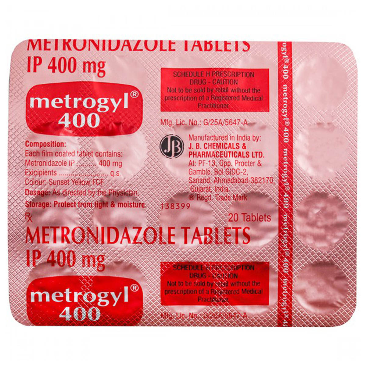 Metrogyl 400 Tablet 20's, Pack of 20 TABLETS Metrogyl 400 Tablet 20's, Pack of 20 TABLETS
