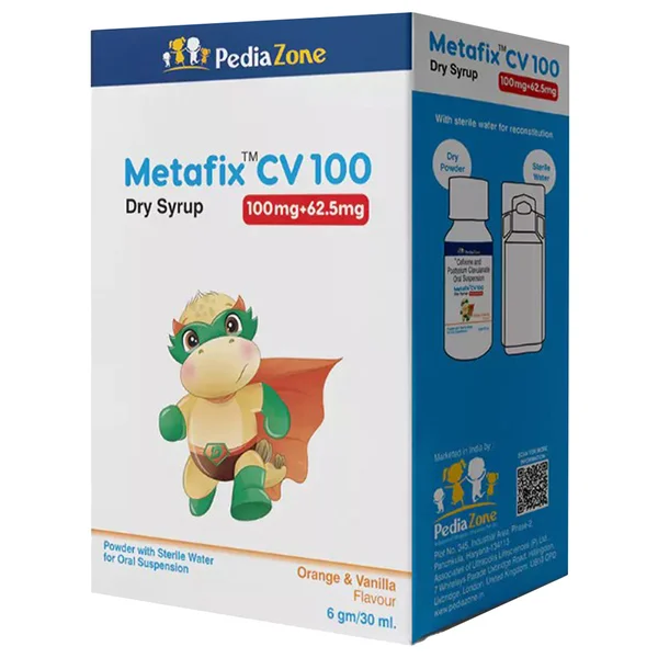 Metafix CV 100 Paediatric Orange &amp; Vanilla Flavour Dry Syrup 30 ml, Pack of 1