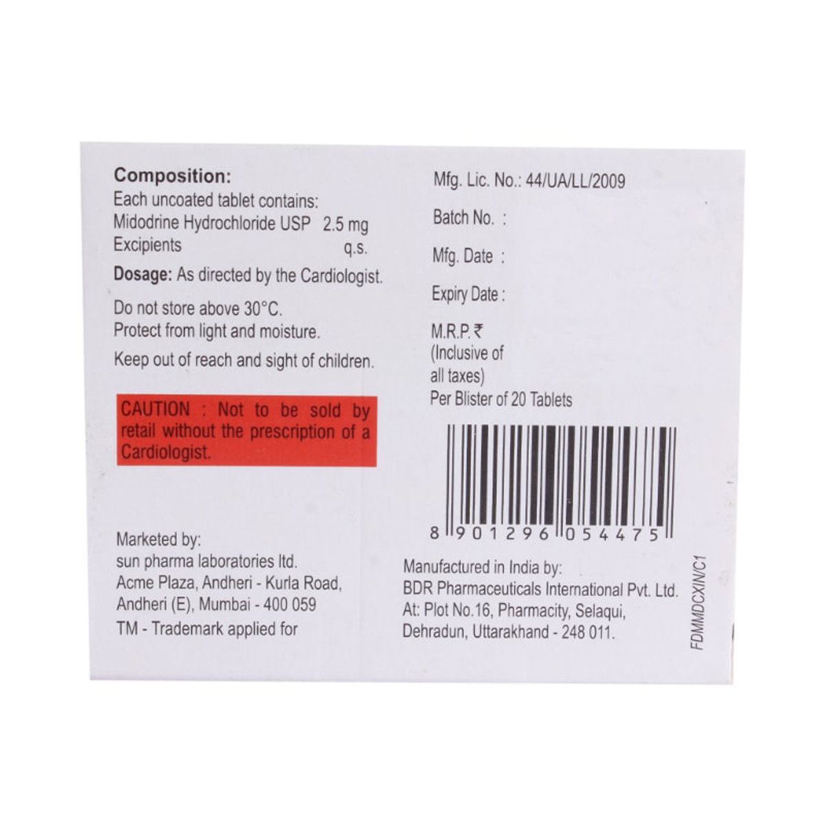 Midodrive Tablet 20's, Pack of 20 TabletS Midodrive Tablet 20's, Pack of 20 TabletS