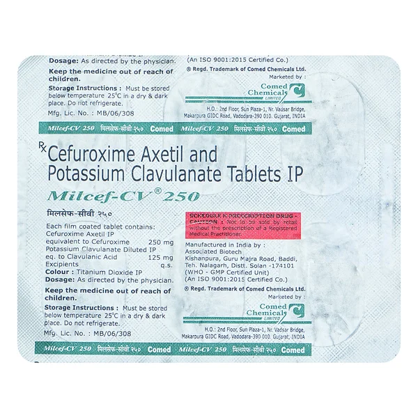 MILCEF CV250MG TABLET, Pack of 6 TABLETS