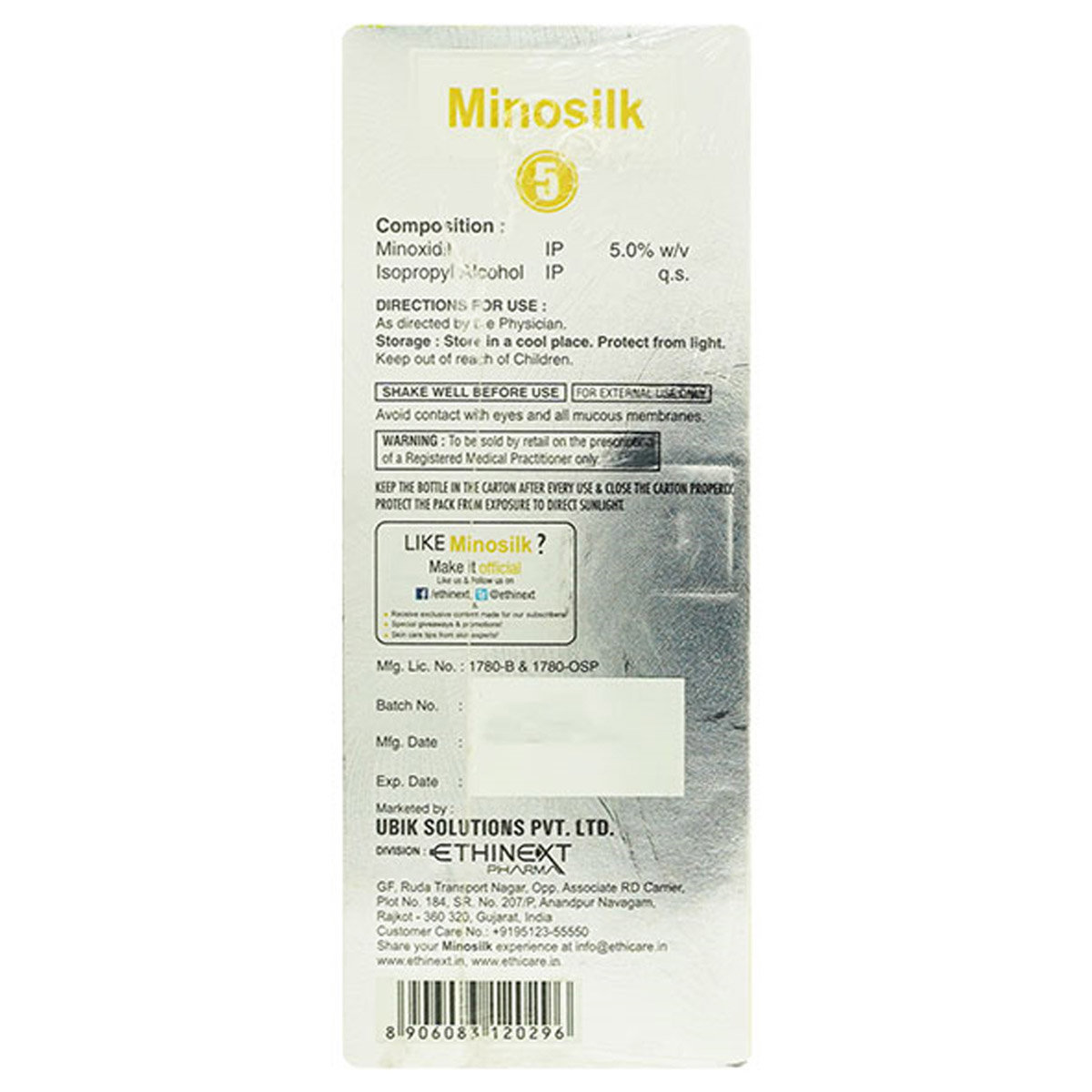 Minosilk 5% Solution 60 ml, Pack of 1 Solution Minosilk 5% Solution 60 ml, Pack of 1 Solution