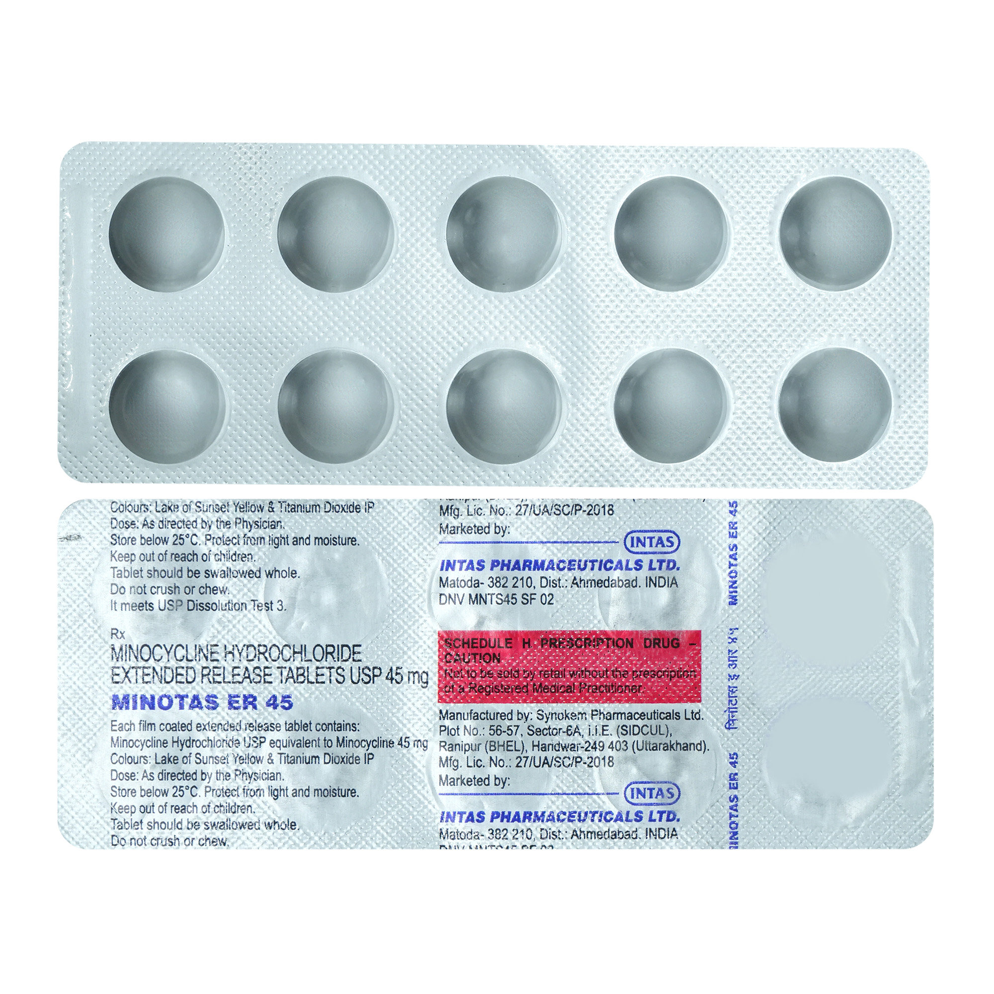 Buy Minotas Er 45mg Tablet 10's Online