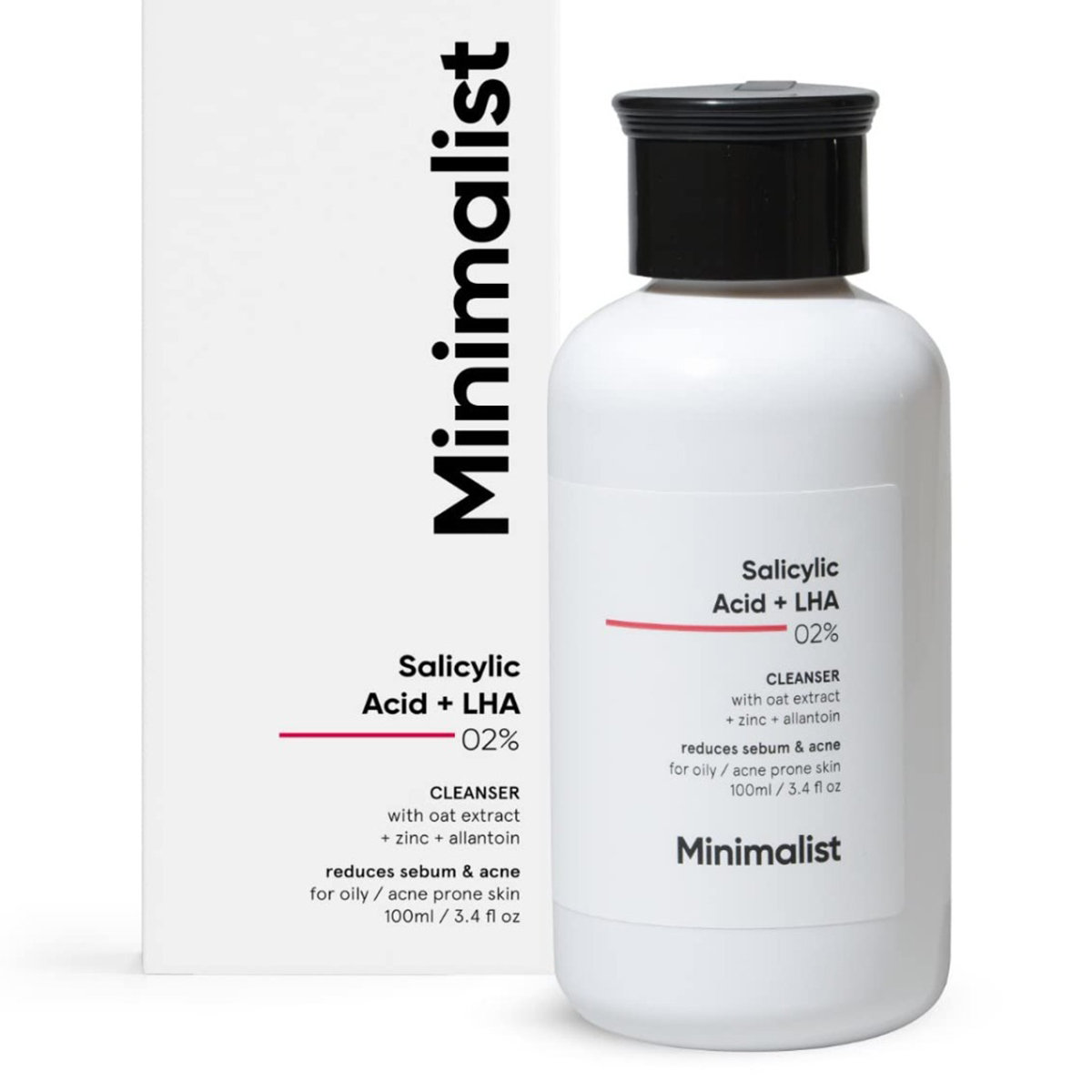 Minimalist 2% Salicylic Acid + LHA Cleanser 100 ml| Reduces Acne and Balances Oil, Pack of 1 Minimalist 2% Salicylic Acid + LHA Cleanser 100 ml| Reduces Acne and Balances Oil, Pack of 1