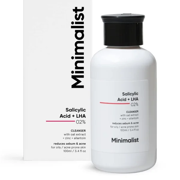 Minimalist 2% Salicylic Acid + LHA Cleanser 100 ml| Reduces Acne and Balances Oil, Pack of 1