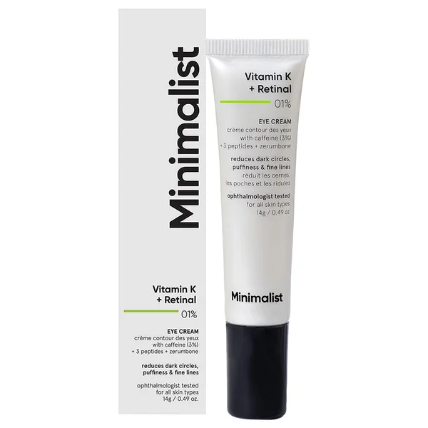 Minimalist Vitamin K+ Retinal 01% Eye Cream, 14 gm, Pack of 1