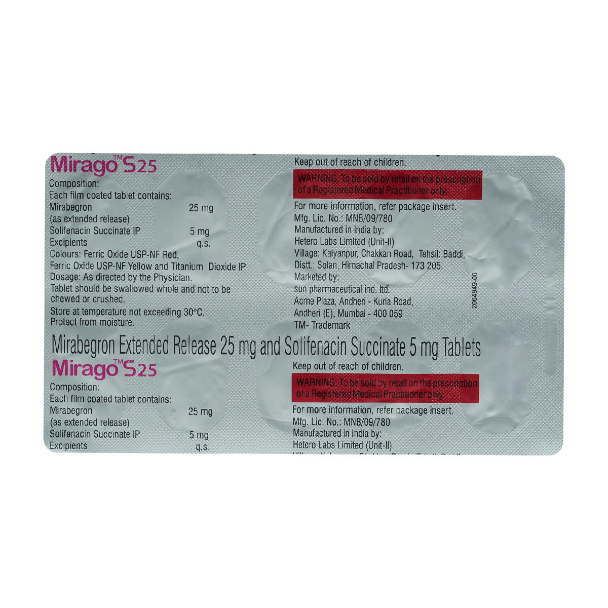Mirago S 25 Tablet 10's Mirago S 25 Tablet 10's
