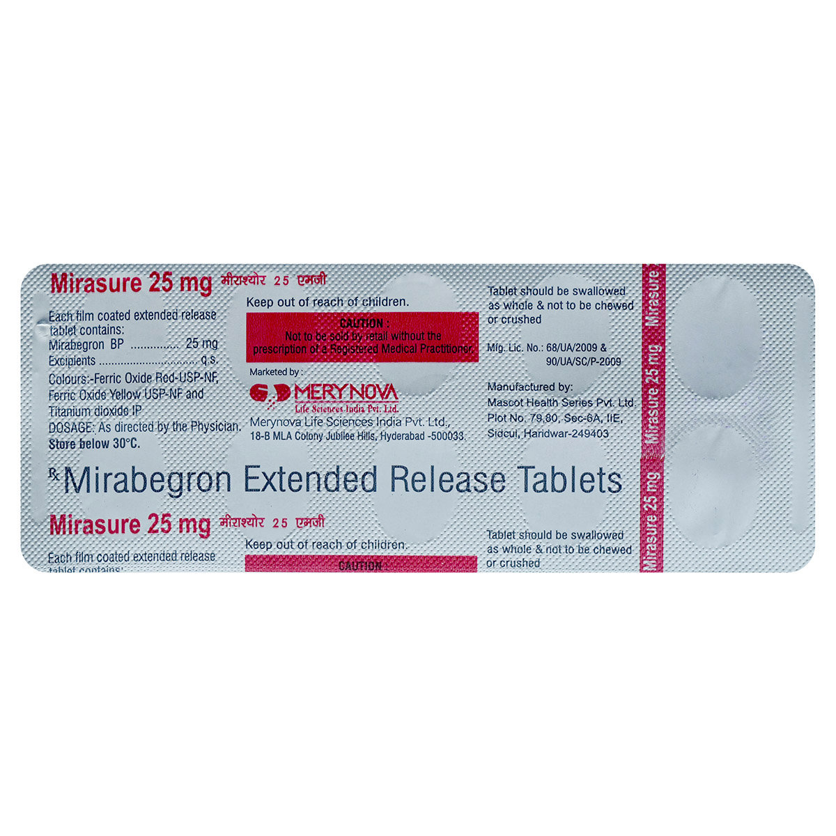 Mirasure 25 mg Tablet 10's, Pack of 10 TABLETS Mirasure 25 mg Tablet 10's, Pack of 10 TABLETS