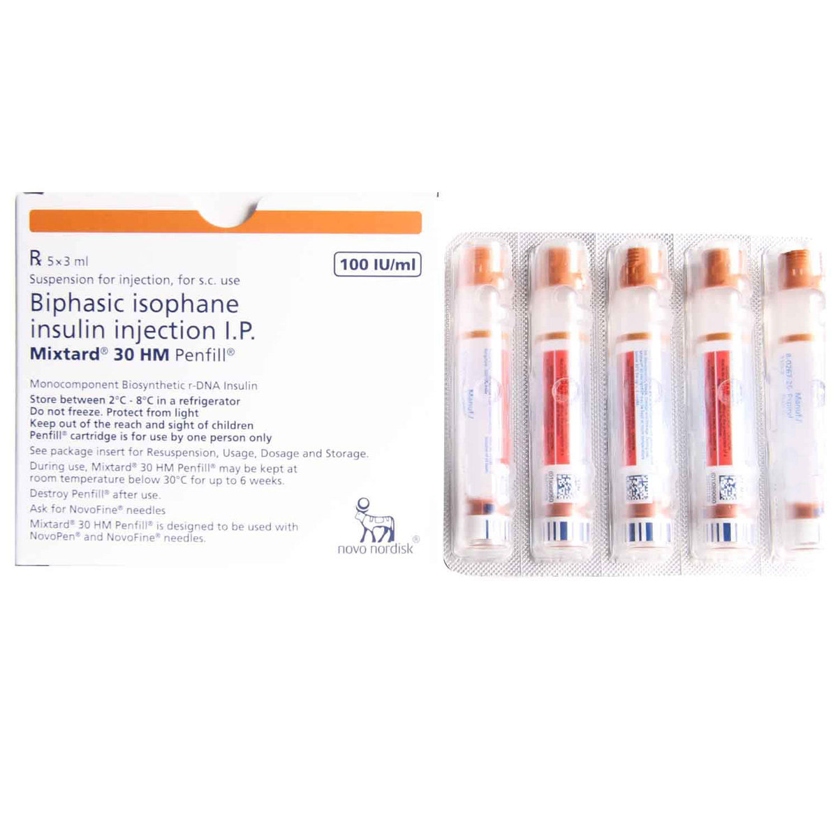 Mixtard 30 HM 100IU/ml Penfill 3 ml, Pack of 1 INJECTION Mixtard 30 HM 100IU/ml Penfill 3 ml, Pack of 1 INJECTION