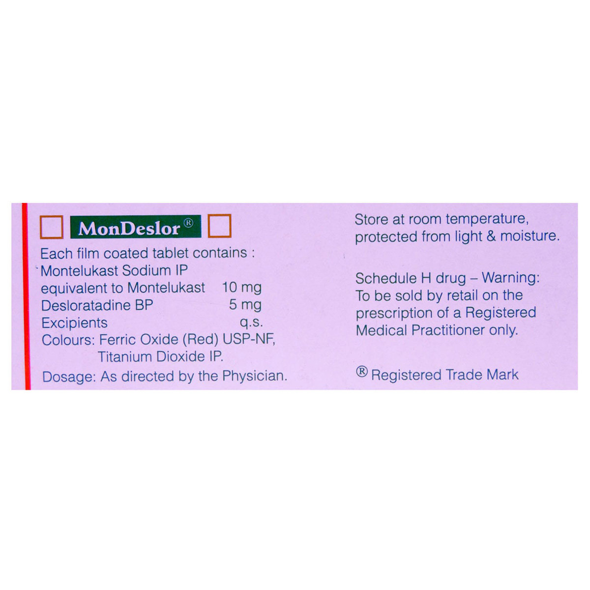 MonDeslor Tablet 10's, Pack of 10 TABLETS MonDeslor Tablet 10's, Pack of 10 TABLETS