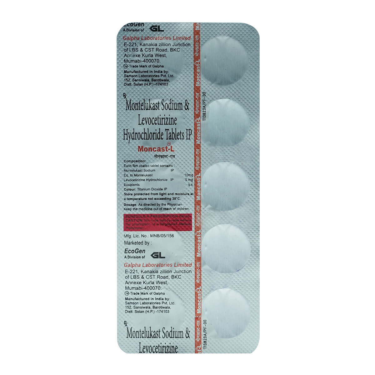 Moncast L Tablet 10's, Pack of 10 TABLETS Moncast L Tablet 10's, Pack of 10 TABLETS