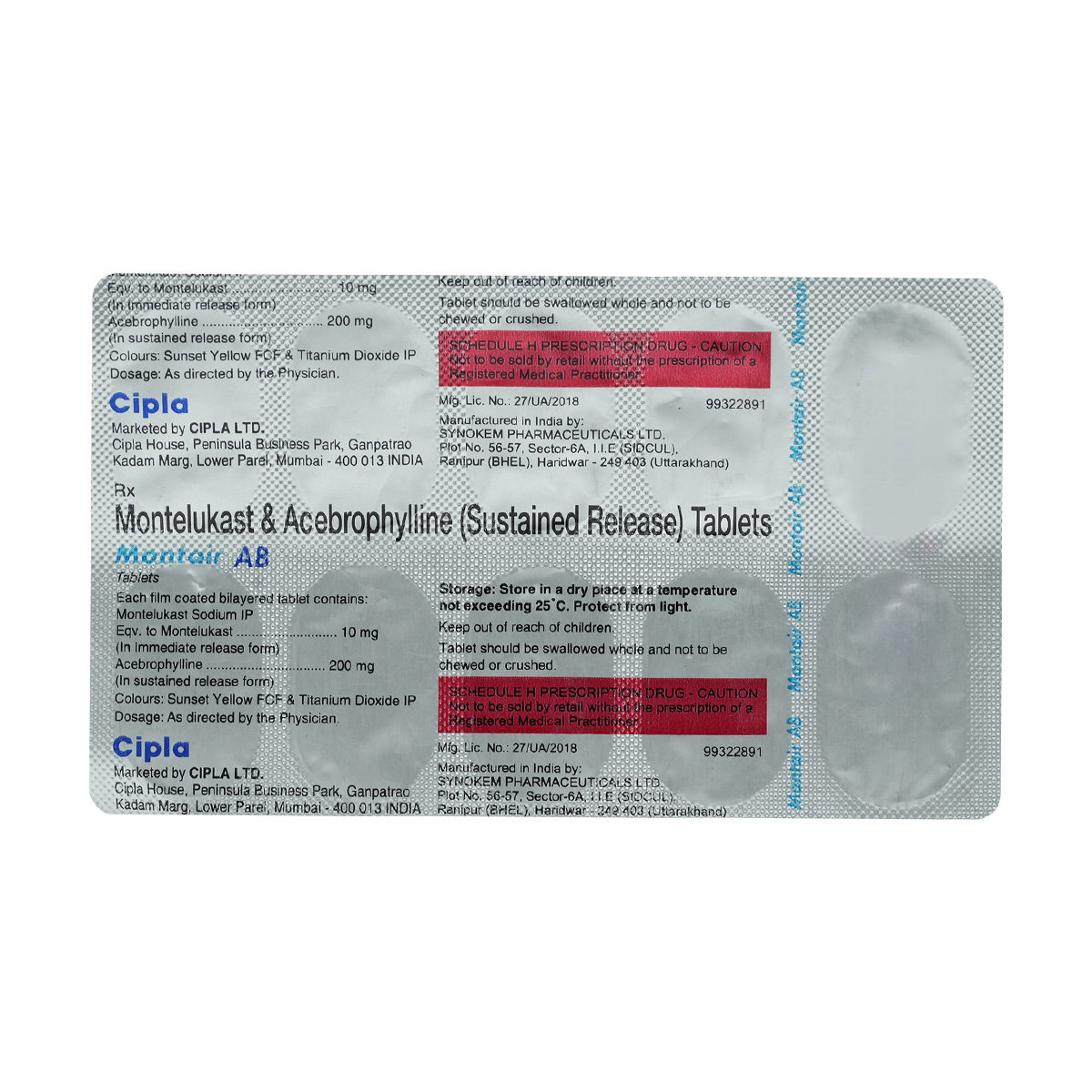 Montair AB Tablet 10's, Pack of 10 TabletS Montair AB Tablet 10's, Pack of 10 TabletS