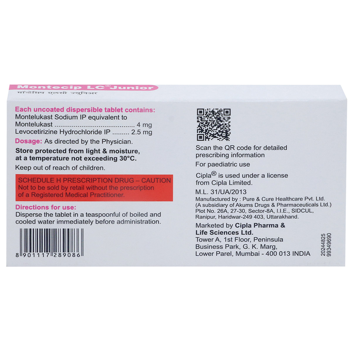 Montecip LC Junior Tablet 10's, Pack of 10 TABLETS Montecip LC Junior Tablet 10's, Pack of 10 TABLETS