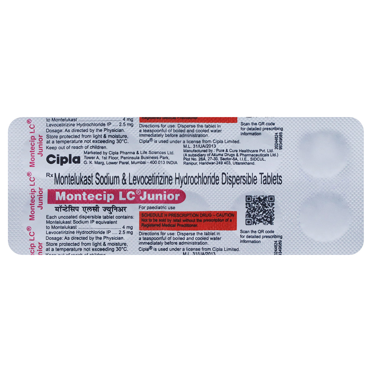 Montecip LC Junior Tablet 10's, Pack of 10 TABLETS Montecip LC Junior Tablet 10's, Pack of 10 TABLETS