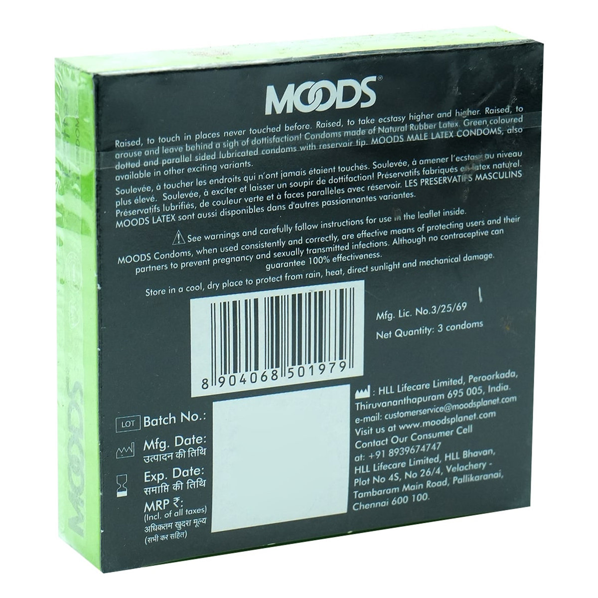 Moods Dotted Condoms, 3 Count, Pack of 1 Moods Dotted Condoms, 3 Count, Pack of 1