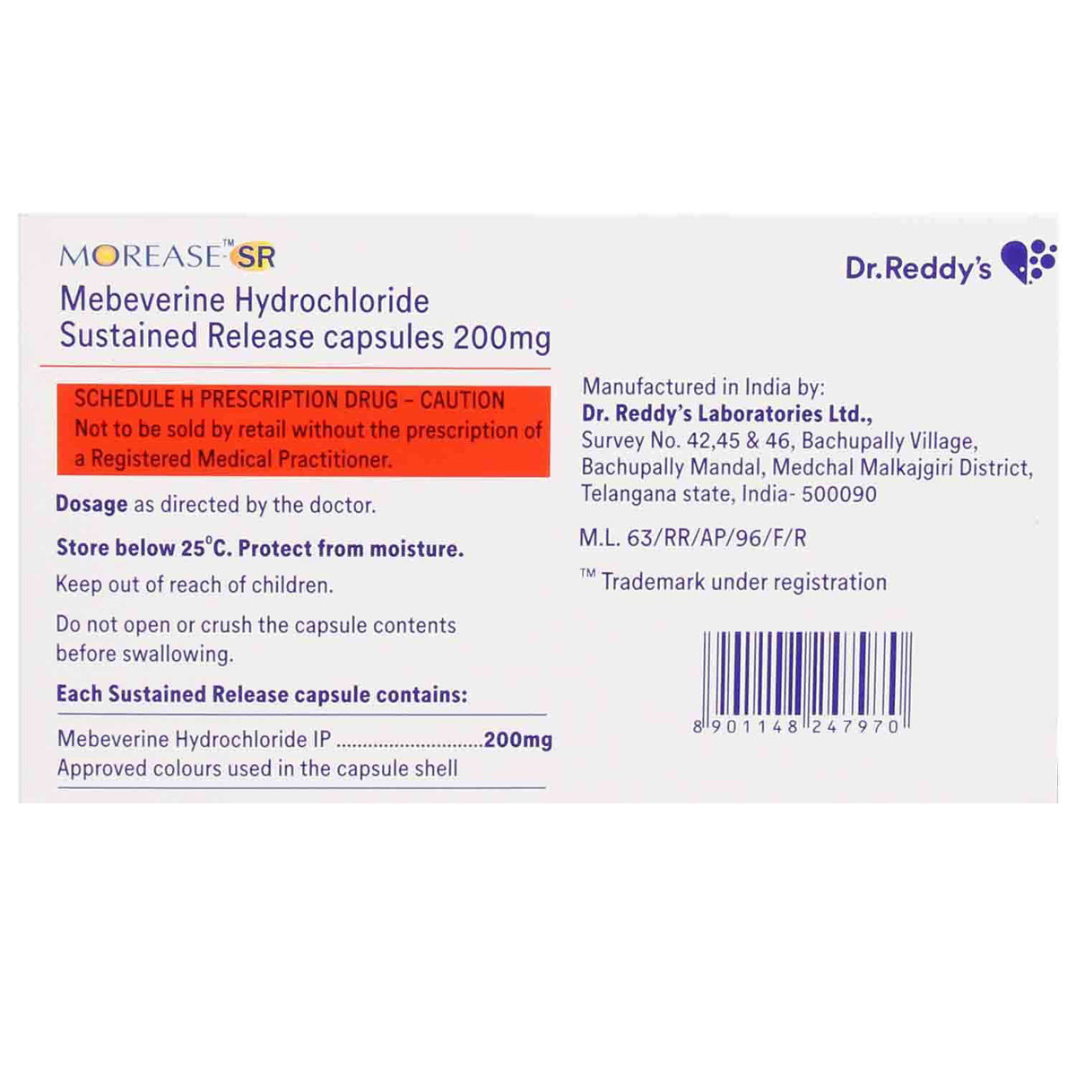 Morease-SR Capsule 10's, Pack of 10 CAPSULES Morease-SR Capsule 10's, Pack of 10 CAPSULES