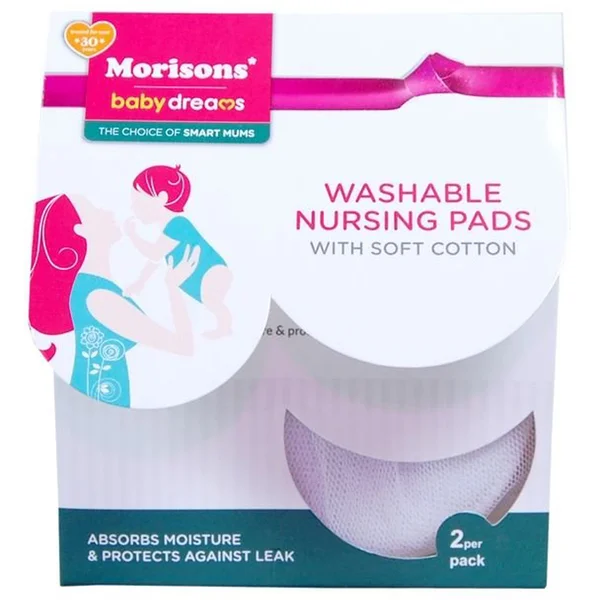Morisons Washable Nursing Pads Soft Cotton, 2 Count, Pack of 1
