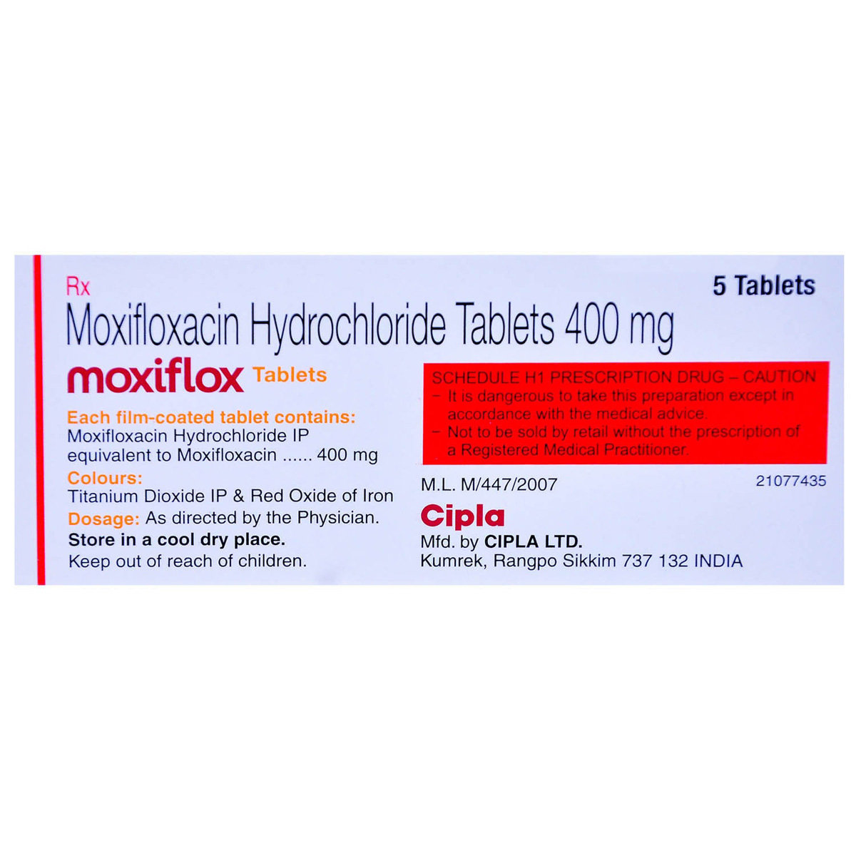 Moxiflox Tablet 5's, Pack of 5 TABLETS Moxiflox Tablet 5's, Pack of 5 TABLETS