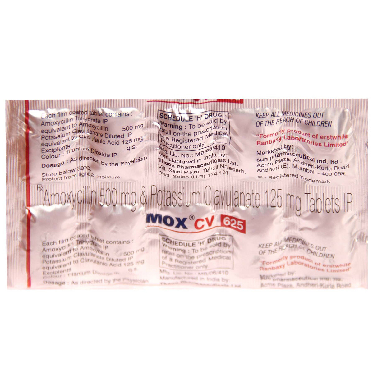 Mox CV 625 Tablet 10's, Pack of 10 TABLETS Mox CV 625 Tablet 10's, Pack of 10 TABLETS