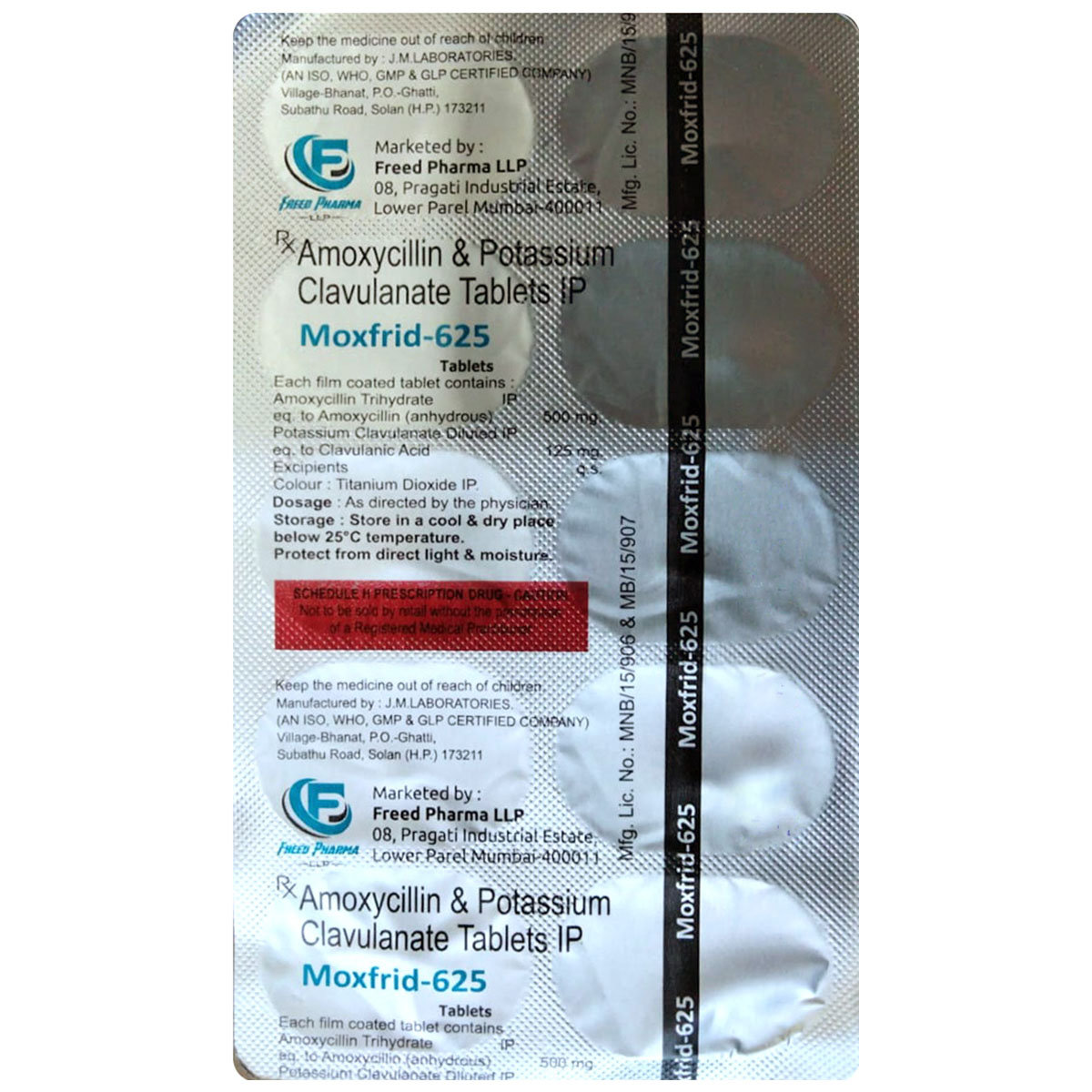 Moxfrid-625 Tablet 10's, Pack of 10 TABLETS Moxfrid-625 Tablet 10's, Pack of 10 TABLETS