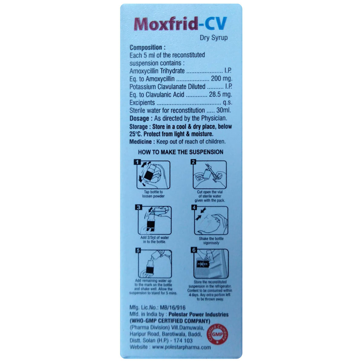 Moxfrid-CV Paediatric Dry Syrup 30 ml, Pack of 1 DRY SYRUP Moxfrid-CV Paediatric Dry Syrup 30 ml, Pack of 1 DRY SYRUP