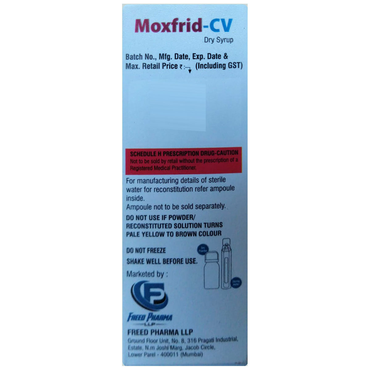 Moxfrid-CV Paediatric Dry Syrup 30 ml, Pack of 1 DRY SYRUP Moxfrid-CV Paediatric Dry Syrup 30 ml, Pack of 1 DRY SYRUP