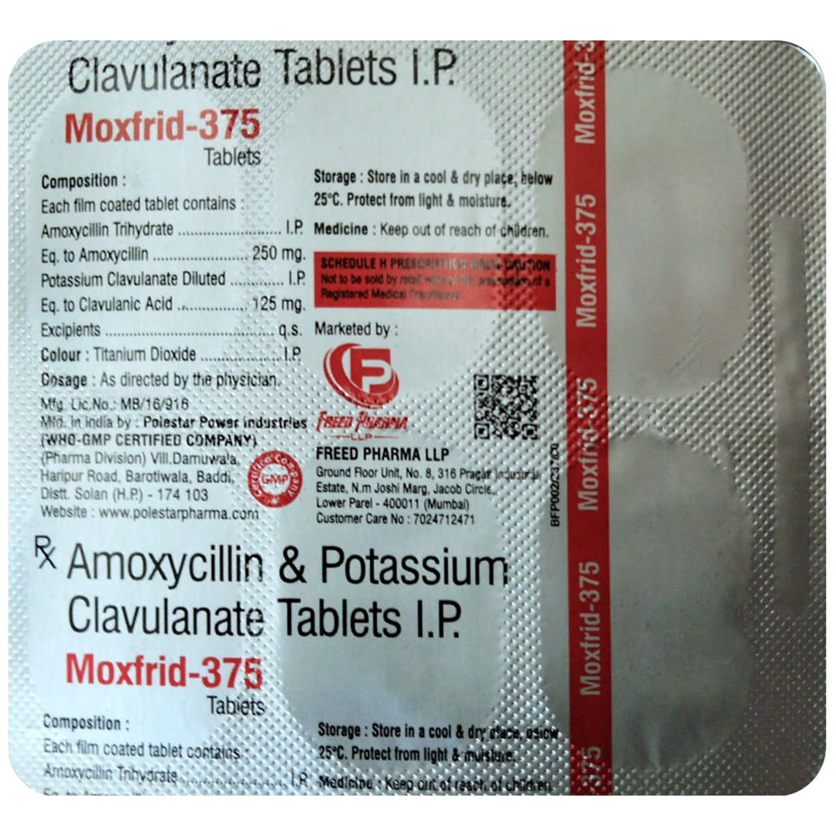 Moxfrid-375 Tablet 6's, Pack of 6 TABLETS Moxfrid-375 Tablet 6's, Pack of 6 TABLETS