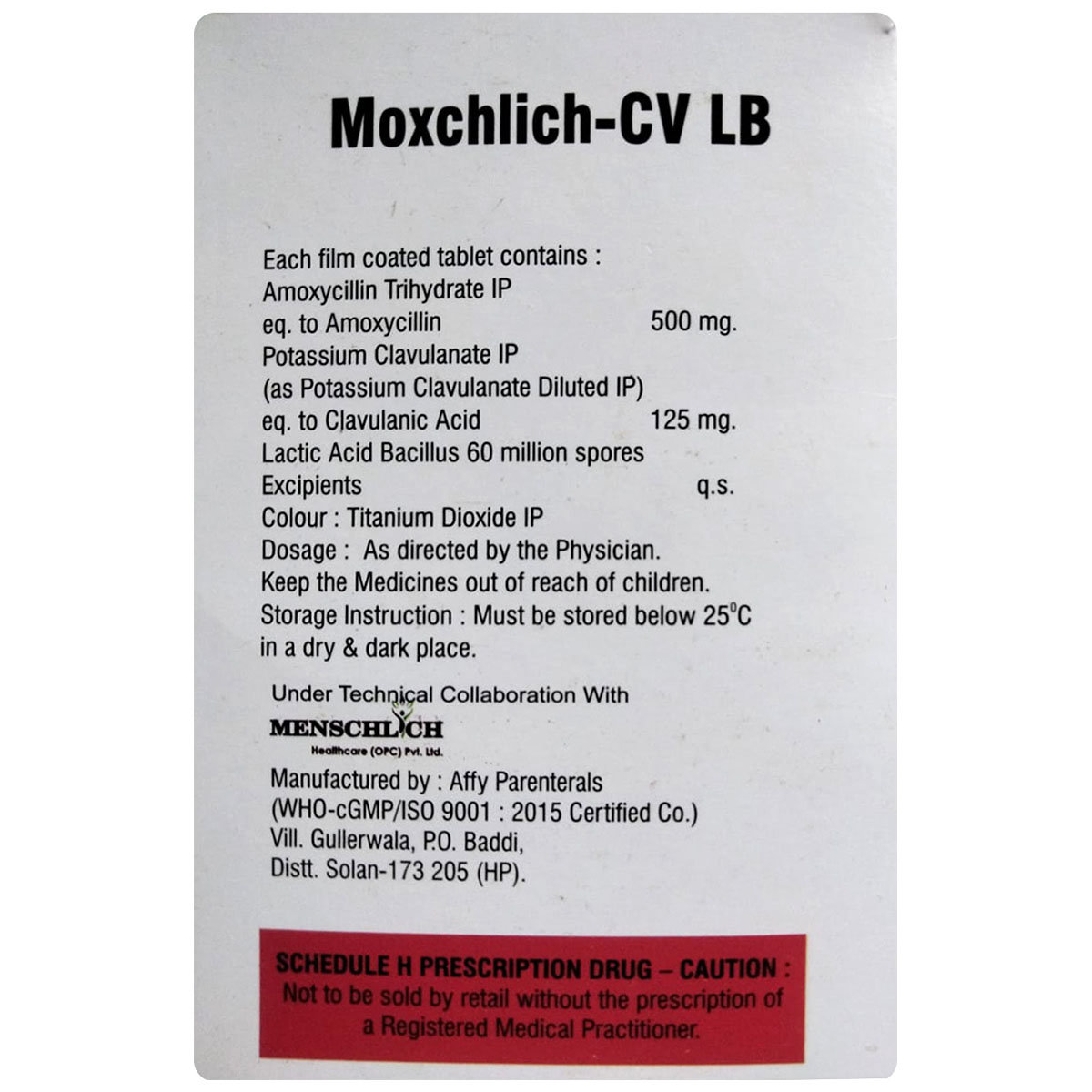 Moxchlich-CV LB Tablet 10's, Pack of 10 TABLETS Moxchlich-CV LB Tablet 10's, Pack of 10 TABLETS