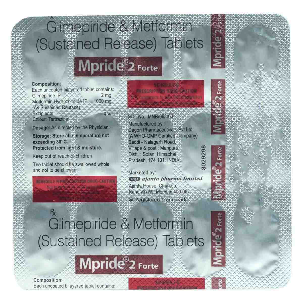 Mpride 2 Forte Tablet 15's, Pack of 15 TABLETS Mpride 2 Forte Tablet 15's, Pack of 15 TABLETS