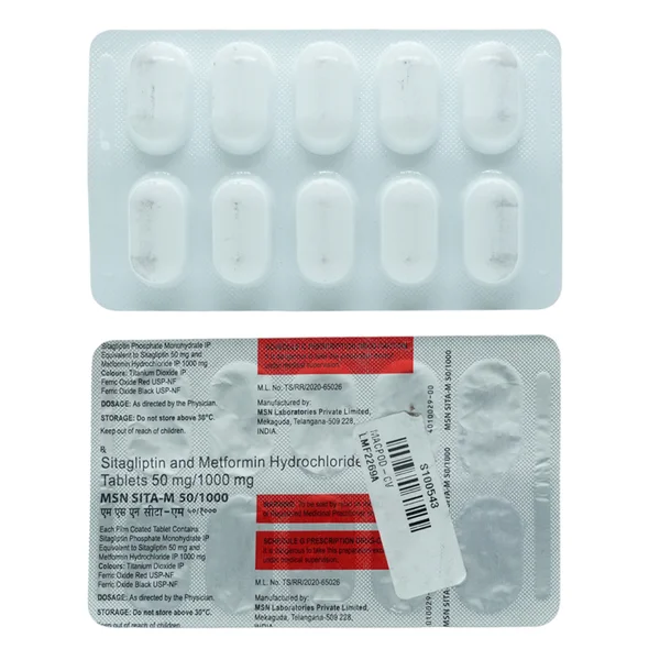 MSN Sita-M 50 mg/1000 mg Tablet 10's