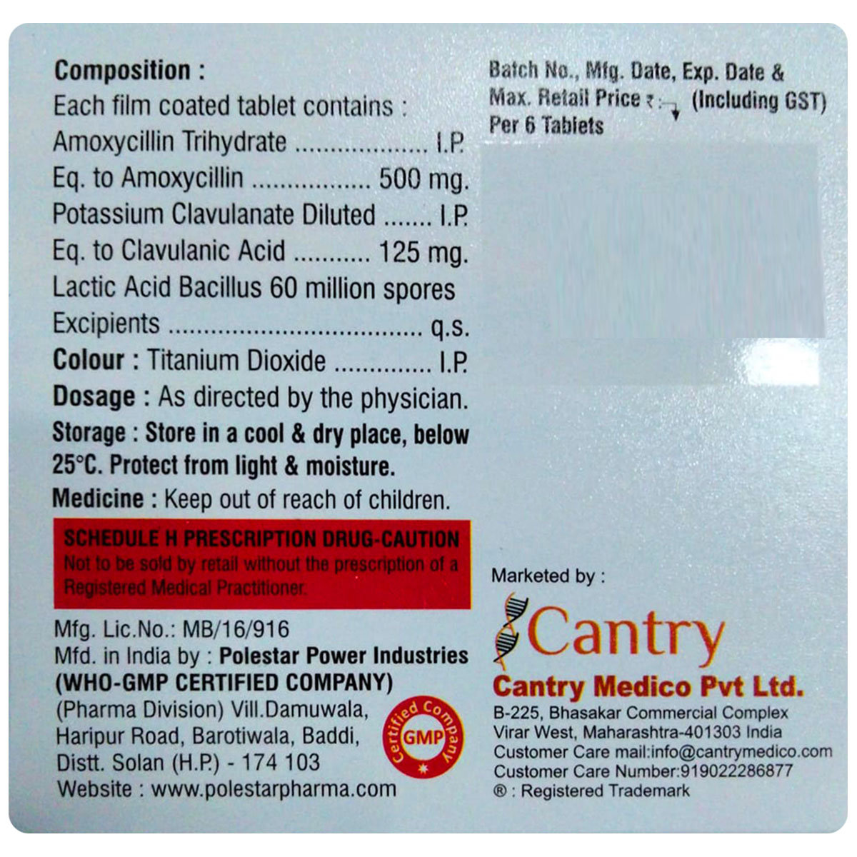 Mtrx-CV LB 625 Tablet 6's, Pack of 6 TABLETS Mtrx-CV LB 625 Tablet 6's, Pack of 6 TABLETS