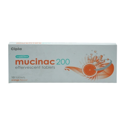 Mucinac 200 Effervescent Sugar Free Tablet 10's, Pack of 10 EFFERVESCENT TABLETS