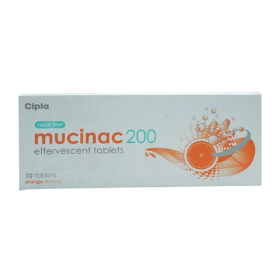 Mucinac 200 Effervescent Sugar Free Tablet 10's, Pack of 10 EFFERVESCENT TABLETS