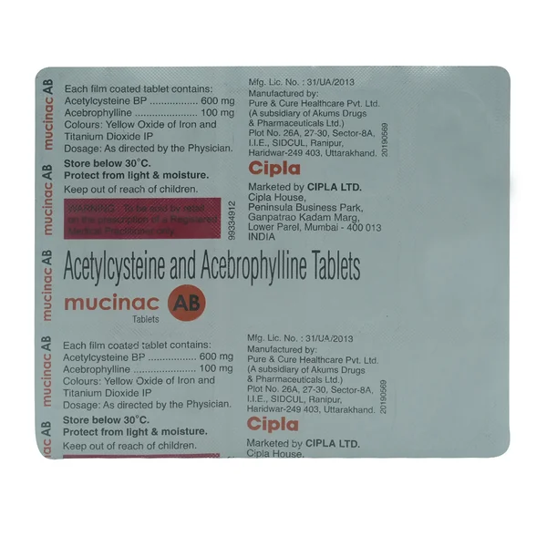 Mucinac AB Tablet 15's, Pack of 15 TabletS