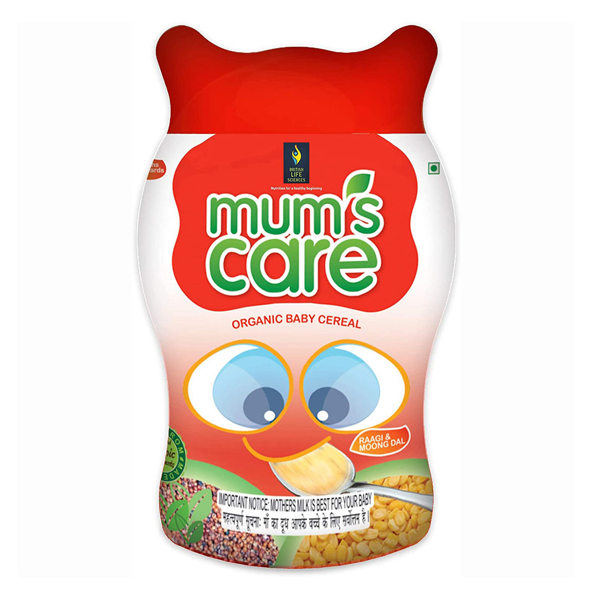 Buy Mum’s Care Organic Baby Cereal with Ragi and Moong Dal, 300 gm Jar Online