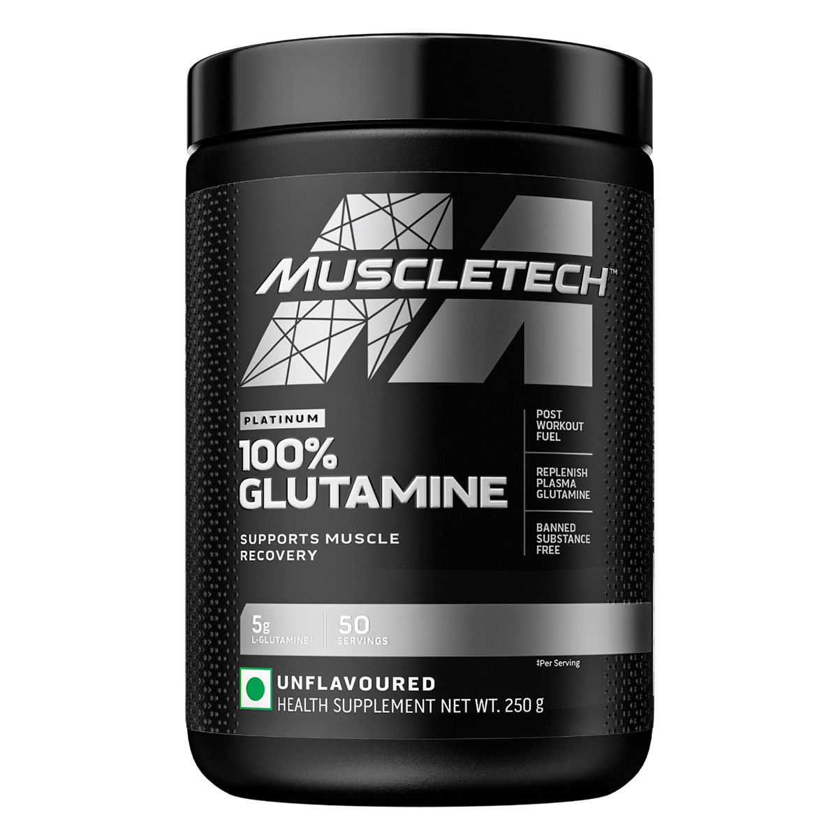Buy MuscleTech Platinum 100% Glutamine Unflavour Powder, 250 gm Online