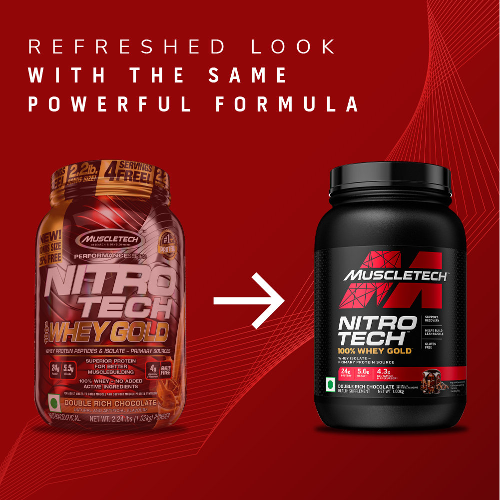 Muscletech Nitrotech 100% Whey Gold Double Rich Chocolate Flavour Powder, 1 kg, Pack of 1 Muscletech Nitrotech 100% Whey Gold Double Rich Chocolate Flavour Powder, 1 kg, Pack of 1